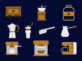 Coffee Equipment Flat Color Style. Suitable for Design and Illustration Needs Related to Coffee Shops, Coffee Equipment and Coffee Products vector