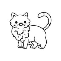 Whimsical black and white illustration of a cat, perfect for coloring, line drawing style vector