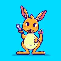 Cute Kangaroo With Make Up Cartoon Vector Icon  Illustration. Animal Beauty Icon Concept Isolated Premium  Vector. Flat Cartoon Style