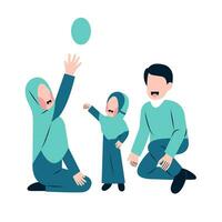 musulmán padres jugando con niño vector