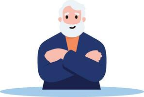 Hand Drawn man stands with his arms crossed with confidence in flat style vector