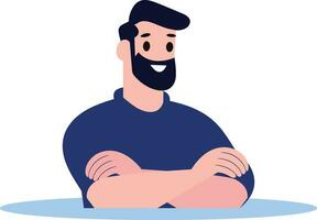 Hand Drawn man stands with his arms crossed with confidence in flat style vector