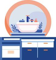 Sinks and mirrors in the bathroom in flat style vector