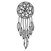 Dreamcatcher with feathers and flower. Vector