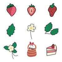 children draw strawberries. doodle hand drawn strawberry illustration vector