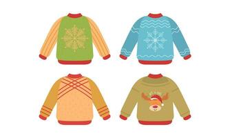 Cartoon christmas ugly sweaters colection vector