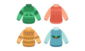 Cartoon christmas ugly sweaters colection vector