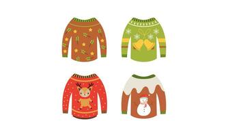 Cartoon christmas ugly sweaters colection vector