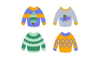 Cartoon christmas ugly sweaters colection vector