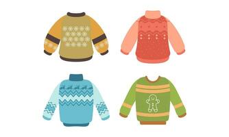 Cartoon christmas ugly sweaters colection vector