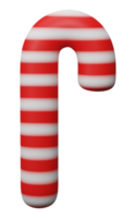 3d Render. christmas candy cane isolaed on transparent background. png file. Holiday elements