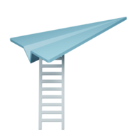 3D render, Paper Airplane and stairs isolated on transparent background. png