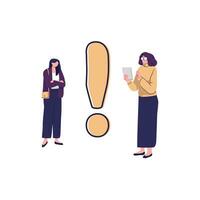 waiting to be answered, around the exclamation mark flat style illustration vector design