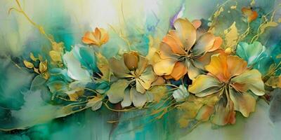 AI generated Beautiful Flowers Background with Oil Art Painting Style. Generative AI photo