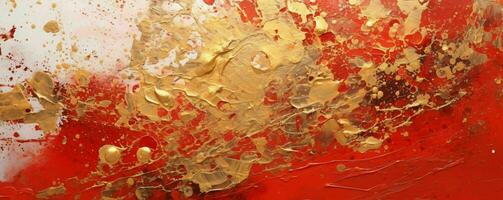 AI generated Abstract Rough Red and Gold Art Painting Texture Background. Oil Paint Texture. Generative AI photo