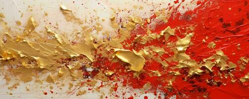 AI generated Abstract Rough Red and Gold Art Painting Texture Background. Oil Paint Texture. Generative AI photo