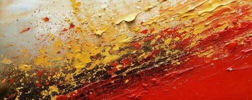 AI generated Abstract Rough Red and Gold Art Painting Texture Background. Oil Paint Texture. Generative AI photo