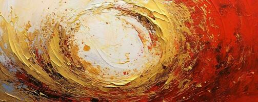 AI generated Abstract Rough Red and Gold Art Painting Texture Background. Oil Paint Texture. Generative AI photo