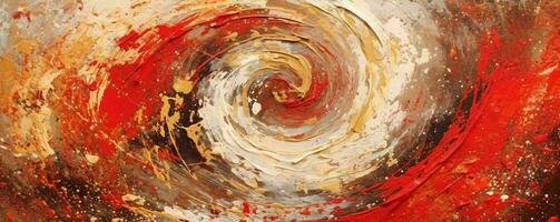 AI generated Abstract Rough Red and Gold Art Painting Texture Background. Oil Paint Texture. Generative AI photo