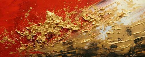 AI generated Abstract Rough Red and Gold Art Painting Texture Background. Oil Paint Texture. Generative AI photo