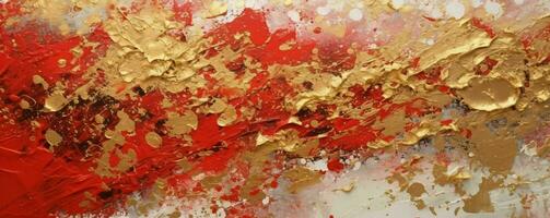 AI generated Abstract Rough Red and Gold Art Painting Texture Background. Oil Paint Texture. Generative AI photo