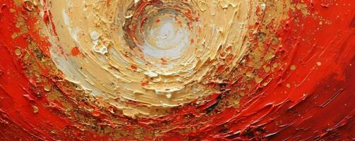 AI generated Abstract Rough Red and Gold Art Painting Texture Background. Oil Paint Texture. Generative AI photo