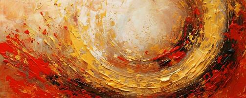 AI generated Abstract Rough Red and Gold Art Painting Texture Background. Oil Paint Texture. Generative AI photo