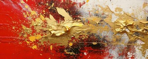 AI generated Abstract Rough Red and Gold Art Painting Texture Background. Oil Paint Texture. Generative AI photo