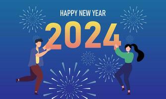 Happy new year 2024 celebration illustration vector