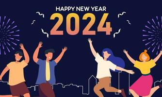 Happy new year 2024 celebration illustration vector