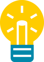 Yellow electric light bulb with light rays doodle icon png