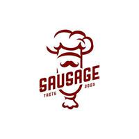 Sausage vintage logo design vector