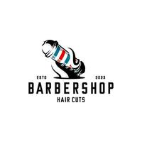 logo of octopus tentacles wrapped around a barbershop pole vector