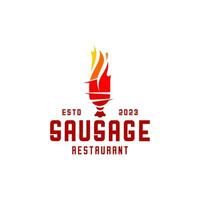 Sausage vintage logo design vector