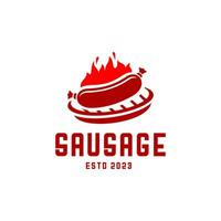 Sausage vintage logo design vector