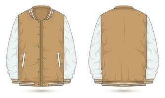 Casual varsity jacket mockup front and back view vector