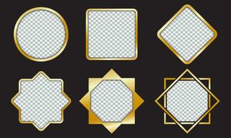 Collection of luxury empty gold frames different shapes vector