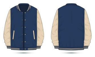 Casual varsity jacket mockup front and back view vector