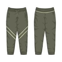 Modern striped sweatpants mockup front and back view vector