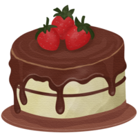 chocolate bolo com morango em topo. png