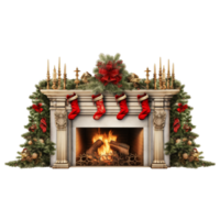 AI generated Cute christmas fireplace png