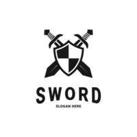 Sword and shield icon vector logo concept design idea