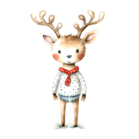 AI generated Watercolor Christmas Deer. Clipart. AI generated. png