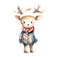 ai generado acuarela Navidad ciervo. clipart. ai generado. png