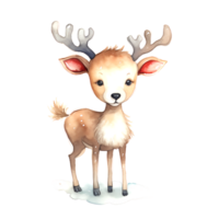 AI generated Watercolor Christmas Deer. Clipart. AI generated. png