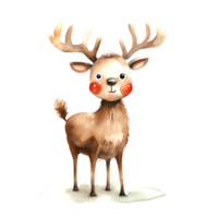 AI generated Watercolor Christmas Deer. Clipart. AI generated. png