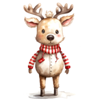 AI generated Watercolor Christmas Deer. Clipart. AI generated. png