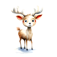 AI generated Watercolor Christmas Deer. Clipart. AI generated. png