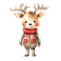 AI generated Watercolor Christmas Deer. Clipart. AI generated. png