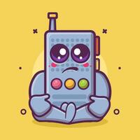 kawaii walkie talkie character mascot with sad expression isolated cartoon in flat style design vector